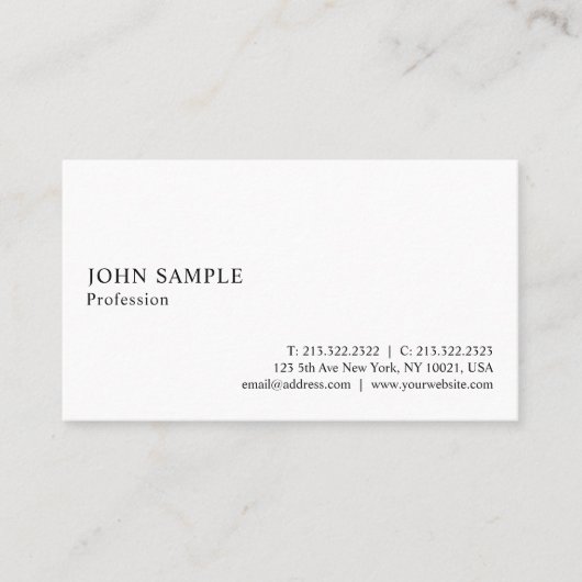 Carte De Visite Professionnel simple blanc moderne élégant simple (Devant)