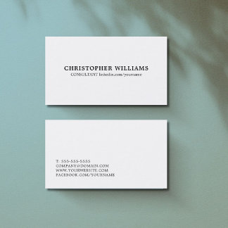 Carte De Visite Professionnel Simple Elagant Noir Blanc Consultant