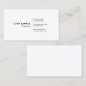 Carte De Visite Professionnel Simple Élégant Blanc Moderne (Devant / Derrière)