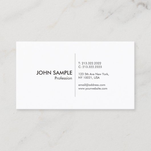 Carte De Visite Professionnel Simple Élégant Blanc Moderne (Devant)