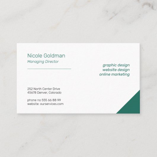 Carte De Visite Professionnel simple élégant entreprise vert clair (Devant)