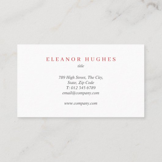 Carte De Visite Professionnel simple et élégant (Dos)