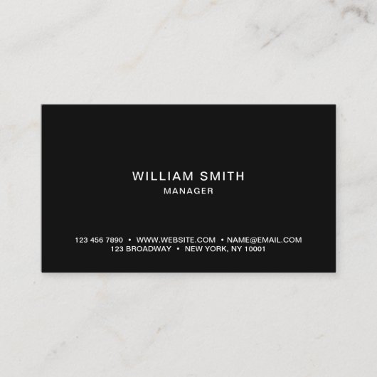 Carte De Visite Professionnel Simple et Minimaliste Noir (Devant)