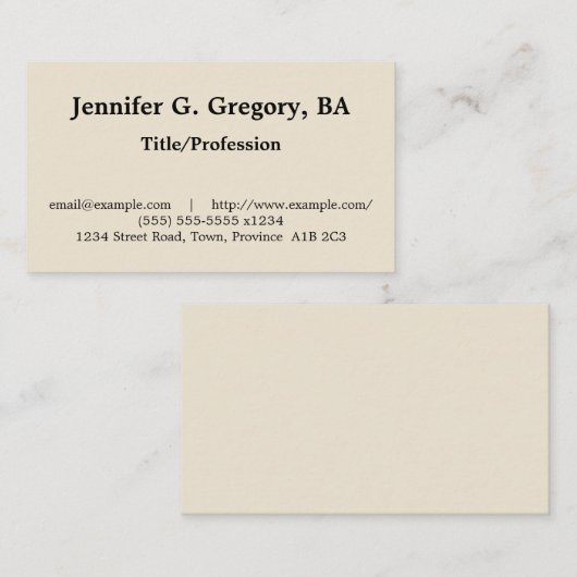 Carte de visite professionnel simple et simple (Devant / Derrière)