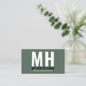 Carte De Visite Professionnel Simple Green Monogramme (Debout devant)