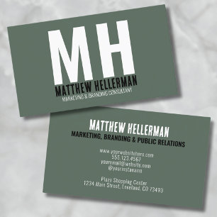 Carte De Visite Professionnel Simple Green Monogramme