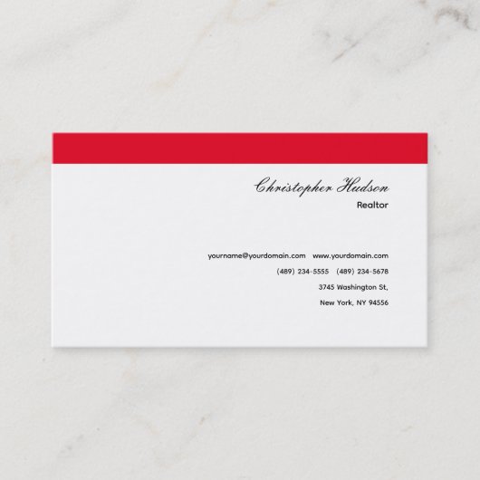 Carte De Visite Professionnel Simple Immobilier simple Rouge Blanc (Devant)