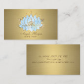 Carte De Visite Professionnel Simple Lotus Bleu Or  (Devant / Derrière)