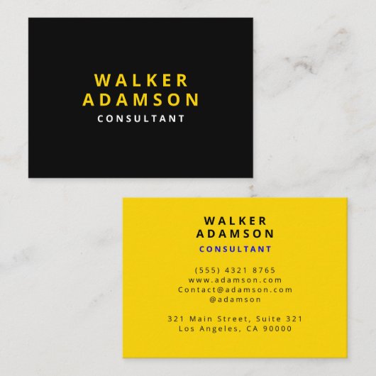 Carte De Visite Professionnel Simple Luxe Or & Noir (Devant / Derrière)