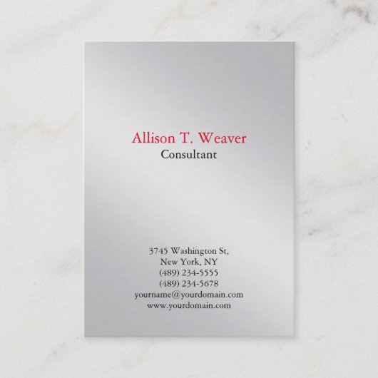 Carte De Visite Professionnel Simple Métallique Simple Argent Uniq (Devant)