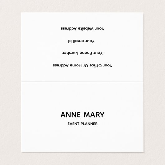 Carte De Visite Professionnel Simple Minimal noir blanc moderne (Extérieur déplié)