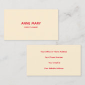 Carte De Visite Professionnel Simple Minimal Orange Ivory Off Blan (Devant / Derrière)
