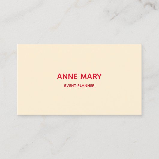 Carte De Visite Professionnel Simple Minimal Orange Ivory Off Blan (Devant)