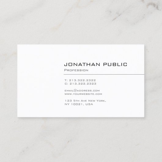 Carte De Visite Professionnel Simple Moderne Design Chic Luxe (Dos)