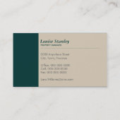 Carte De Visite PROFESSIONNEL simple moderne élégant vert foncé (Dos)