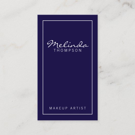 Carte De Visite Professionnel Simple Moderne Marine Bleu et Blanc (Devant)