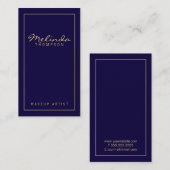 Carte De Visite Professionnel Simple Moderne Marine Bleu et Or (Devant / Derrière)