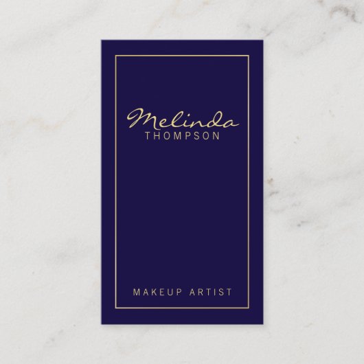 Carte De Visite Professionnel Simple Moderne Marine Bleu et Or (Devant)