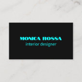 Carte De Visite Professionnel Simple Moderne Neon Bleu noir (Devant)