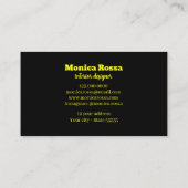 Carte De Visite Professionnel Simple Moderne Neon Jaune Noir (Dos)