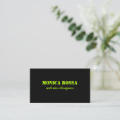 Carte De Visite Professionnel Simple Moderne Neon Lime Noir (Debout devant)