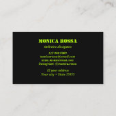 Carte De Visite Professionnel Simple Moderne Neon Lime Noir (Dos)