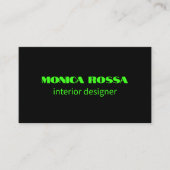 Carte De Visite Professionnel Simple Moderne Neon Vert Noir (Devant)