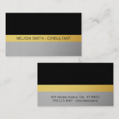 Carte De Visite Professionnel simple (Or, Argent, Noir) (Devant / Derrière)