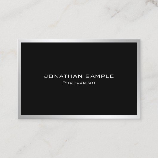 Carte De Visite Professionnel Simple Plain Élégant Moderne Argent (Devant)