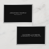 Carte De Visite Professionnel Simple Plain Élégant Moderne Argent (Devant / Derrière)