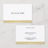 Carte De Visite Professionnel Simple Plain Élégant Or Blanc Chic (Devant / Derrière)