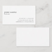 Carte De Visite Professionnel Simple Plain Moderne Élégant Blanc (Devant / Derrière)