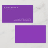 Carte De Visite Professionnel Simple Plain Moderne Élégant Violet (Devant / Derrière)