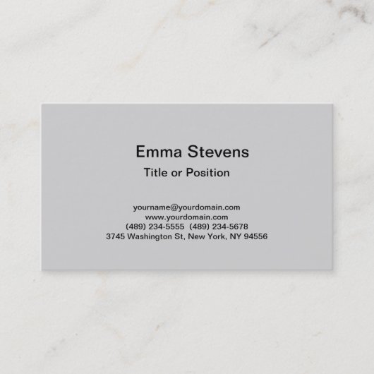 Carte De Visite Professionnel Simple Plat Moderne Design Gris (Devant)