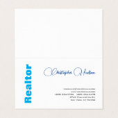 Carte De Visite Professionnel Simple Réaliseur Immobilier Bleu Bla (Extérieur déplié)