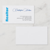 Carte De Visite Professionnel Simple Réaliseur Immobilier Bleu Bla (Devant / Derrière)