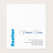 Carte De Visite Professionnel Simple Réaliseur Immobilier Bleu Bla (Extérieur déplié)