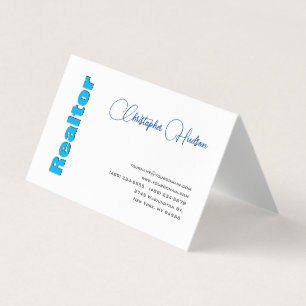 Carte De Visite Professionnel Simple Réaliseur Immobilier Bleu Bla