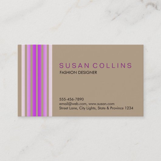 Carte De Visite Professionnel Simple Simple Striped Élégant Modern (Devant)