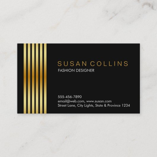Carte De Visite Professionnel Simple Simple Striped Élégant Modern (Devant)