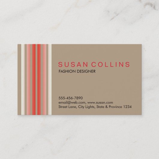 Carte De Visite Professionnel Simple Simple Striped Élégant Modern (Devant)