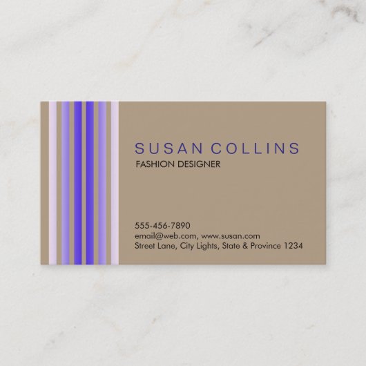 Carte De Visite Professionnel Simple Simple Striped Élégant Modern (Devant)