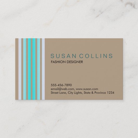 Carte De Visite Professionnel Simple Simple Striped Élégant Modern (Devant)