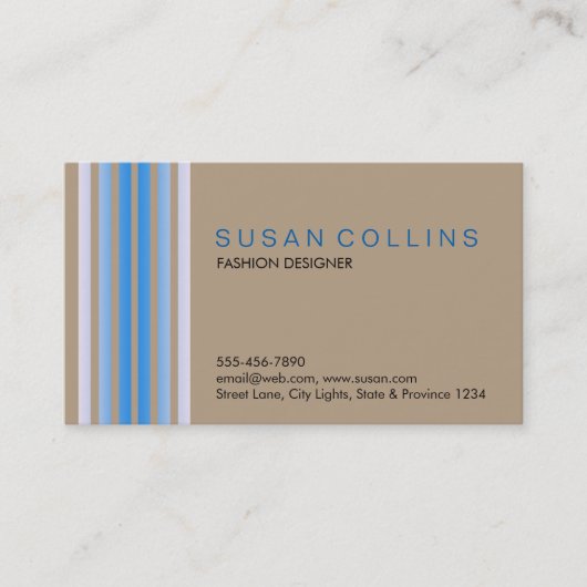 Carte De Visite Professionnel Simple Simple Striped Élégant Modern (Devant)