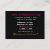 Carte De Visite Professionnel Soignant Rose Iris (Dos)