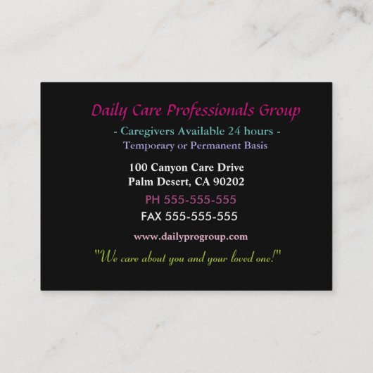 Carte De Visite Professionnel Soignant Rose Iris (Dos)