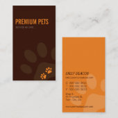 CARTE DE VISITE professionnel soins pour animaux d (Devant / Derrière)