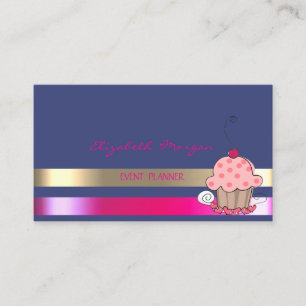 Carte De Visite Professionnel Sophistiqué Moderne, Rayé, Cupcake