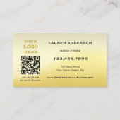 Carte De Visite Professionnel Sunny Light Gold QR Code Beauté (Dos)