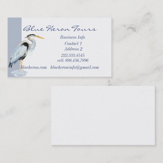 Carte De Visite Professionnel sur mesure Great Blue Heron Bird voi (Devant / Derrière)